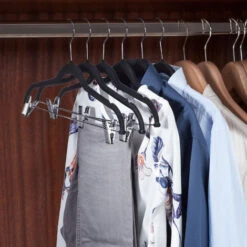 Relaxdays Grucce In Velluto Con Pinze In Set Da 12, Gancio Girevole A 360°, Pantaloni E Camicie Antiscivolo, 43 Cm, Nere -LettoMania Italia 11719234 3