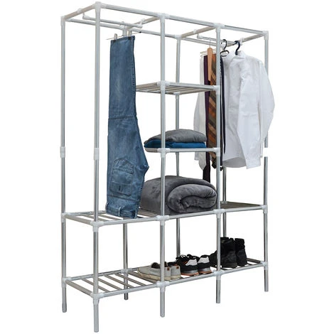 Eyepower Scaffalatura 178x128x44,5 Componibile 2 Appendiabiti 8 Ripiani Metallo 5 Eyepower Scaffalatura 178x128x44,5 Componibile 2 Appendiabiti 8 Ripiani Metallo - immagine 3