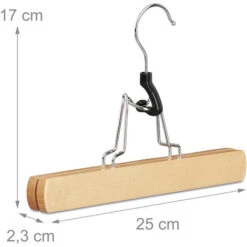 24x Grucce Con Morsetto In Legno, Pinze Per Pantaloni & Gonne, Ganci Girevoli A 360°, HLP: 17x25x2,3 Cm, Beige -LettoMania Italia 12587398 4