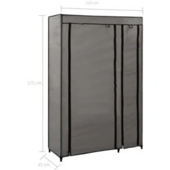 Armadio Pieghevole Grigio 110x45x175 Cm In Tessuto VidaXL -LettoMania Italia 13941516 3
