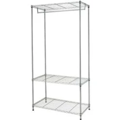 Stand Appendiabiti Acciaio Cromato 90x45x180cm Camera Letto Con 2 Ripiani E Asta -LettoMania Italia 14218067 4