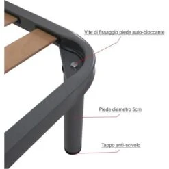 Qualydorm Rete In Ferro Con 4 Piedi E 13 Doghe In Legno Cm Letto 160x190 H35 Per Materasso Matrimoniale -LettoMania Italia 14816291 4