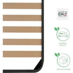 Qualydorm Rete In Ferro Con 4 Piedi E 13 Doghe In Legno Cm Letto 160x190 H35 Per Materasso Matrimoniale -LettoMania Italia 14816291 5