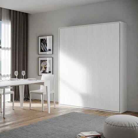 Letto A Scomparsa Verticale Matrimoniale 160 Cm Bianco KENTARO 4 Letto A Scomparsa Verticale Matrimoniale 160 Cm Bianco KENTARO - immagine 2