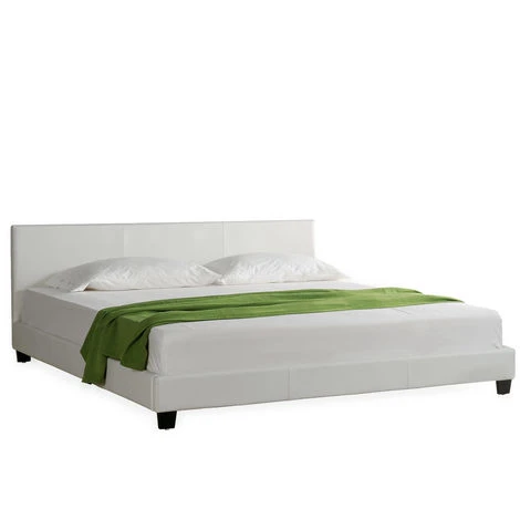 Letto Matrimoniale / Francese 140x200 Cm Imbottito, Rivestimento In Similpelle, Incluso Rete A Doghe, Letto Con Testiera - Bianco 4 Letto Matrimoniale / Francese 140x200 Cm Imbottito, Rivestimento In Similpelle, Incluso Rete A Doghe, Letto Con Testiera - Bianco - immagine 2