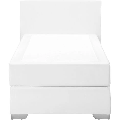 Letto Boxspring In Ecopelle Bianca Con Materasso A Molle 90 X 200 Cm President 6 Letto Boxspring In Ecopelle Bianca Con Materasso A Molle 90 X 200 Cm President - immagine 4