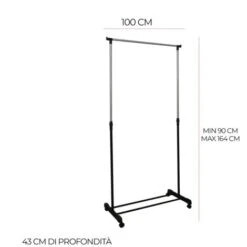 Stand Appendiabiti Attaccapanni Appendi Abiti Negozio Casa Telescopico Con Ruote -LettoMania Italia 16784724 4