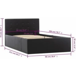 Giroletto Con Contenitore Idraulico Nero Similpelle 90x200cm VidaXL -LettoMania Italia 17428413 3