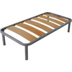 Qualydorm Rete In Ferro Con Piedi E Doghe Larghe In Legno Cm 80x190 H35 Per Materasso Da Una Piazza