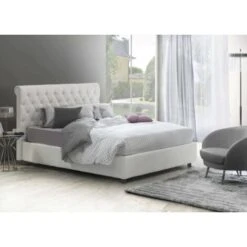 Talamo Italia Letto Matrimoniale Claretta, Letto Contenitore E Testata In Ecopelle, 100% Made In Italy, Apertura Frontale, Bianco, Adatto A Materasso Da 160x190 Cm, Con Imballo Rinforzato