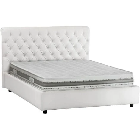 Talamo Italia Letto Matrimoniale Claretta, Letto Contenitore E Testata In Ecopelle, 100% Made In Italy, Apertura Frontale, Bianco, Adatto A Materasso Da 160x190 Cm, Con Imballo Rinforzato 4 Talamo Italia Letto Matrimoniale Claretta, Letto Contenitore E Testata In Ecopelle, 100% Made In Italy, Apertura Frontale, Bianco, Adatto A Materasso Da 160x190 Cm, Con Imballo Rinforzato - immagine 2