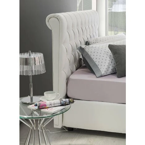 Talamo Italia Letto Matrimoniale Claretta, Letto Contenitore E Testata In Ecopelle, 100% Made In Italy, Apertura Frontale, Bianco, Adatto A Materasso Da 160x190 Cm, Con Imballo Rinforzato 7 Talamo Italia Letto Matrimoniale Claretta, Letto Contenitore E Testata In Ecopelle, 100% Made In Italy, Apertura Frontale, Bianco, Adatto A Materasso Da 160x190 Cm, Con Imballo Rinforzato - immagine 5
