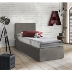 Talamo Italia Letto Singolo Cleofe, Set Testata In Ecopelle Con Rete Ortopedica E Mantovana, 100% Made In Italy, Adatta A Letto Singolo, Per Materasso Da Cm 80x190, Tortora, Con Imballo Rinforzato 6 Talamo Italia Letto Singolo Cleofe, Set Testata In Ecopelle Con Rete Ortopedica E Mantovana, 100% Made In Italy, Adatta A Letto Singolo, Per Materasso Da Cm 80x190, Tortora, Con Imballo Rinforzato -LettoMania Italia 17770358 2