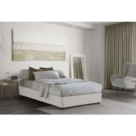 Talamo Italia Letto Piazza E Mezza Nicole, Letto Contenitore Con Rivestimento In Tessuto, 100% Made In Italy, Apertura Frontale, Adatto Per Materasso Cm 120x190, Bianco, Con Imballo Rinforzato 3 Talamo Italia Letto Piazza E Mezza Nicole, Letto Contenitore Con Rivestimento In Tessuto, 100% Made In Italy, Apertura Frontale, Adatto Per Materasso Cm 120x190, Bianco, Con Imballo Rinforzato