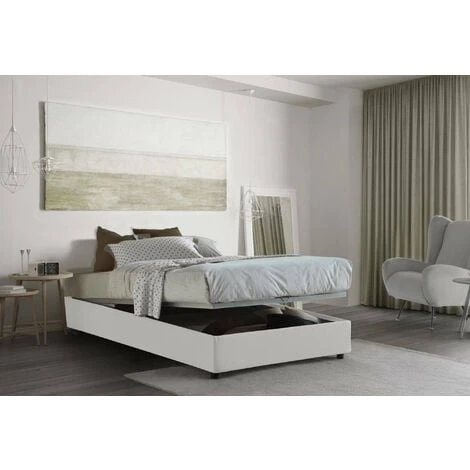 Talamo Italia Letto Piazza E Mezza Nicole, Letto Contenitore Con Rivestimento In Tessuto, 100% Made In Italy, Apertura Frontale, Adatto Per Materasso Cm 120x190, Bianco, Con Imballo Rinforzato 6 Talamo Italia Letto Piazza E Mezza Nicole, Letto Contenitore Con Rivestimento In Tessuto, 100% Made In Italy, Apertura Frontale, Adatto Per Materasso Cm 120x190, Bianco, Con Imballo Rinforzato - immagine 4