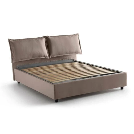 Talamo Italia Letto Matrimoniale Deborah, Letto Contenitore Con Rivestimento In Tessuto, 100% Made In Italy, Apertura Frontale, Adatto Per Materasso Cm 160x190, Tortora, Con Imballo Rinforzato 4 Talamo Italia Letto Matrimoniale Deborah, Letto Contenitore Con Rivestimento In Tessuto, 100% Made In Italy, Apertura Frontale, Adatto Per Materasso Cm 160x190, Tortora, Con Imballo Rinforzato - immagine 2