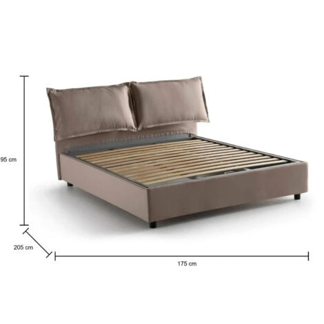 Talamo Italia Letto Matrimoniale Deborah, Letto Contenitore Con Rivestimento In Tessuto, 100% Made In Italy, Apertura Frontale, Adatto Per Materasso Cm 160x190, Tortora, Con Imballo Rinforzato 5 Talamo Italia Letto Matrimoniale Deborah, Letto Contenitore Con Rivestimento In Tessuto, 100% Made In Italy, Apertura Frontale, Adatto Per Materasso Cm 160x190, Tortora, Con Imballo Rinforzato - immagine 3