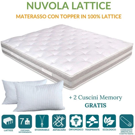EVERGREENWEB - Materasso Singolo 80x200 Alto 25 Cm Per Letto Con Topper In 100% LATTICE Sfoderabile E Lavabile, Imbottitura Morbida Effetto Piuma Antiacaro + Cuscino Memory Foam GRATIS X Tutte Le Reti 3 EVERGREENWEB - Materasso Singolo 80x200 Alto 25 Cm Per Letto Con Topper In 100% LATTICE Sfoderabile E Lavabile, Imbottitura Morbida Effetto Piuma Antiacaro + Cuscino Memory Foam GRATIS X Tutte Le Reti
