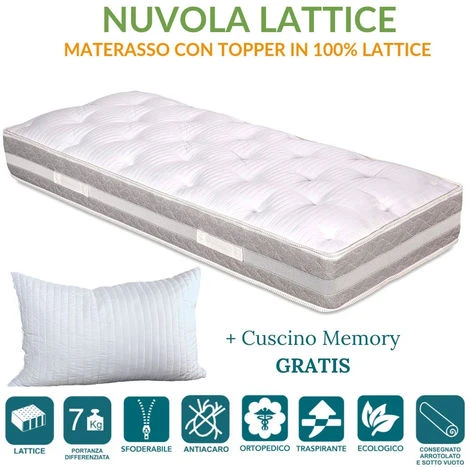 EVERGREENWEB - Materasso Matrimoniale 160x195 Alto 25 Cm Per Letto Con Topper In 100% LATTICE Sfoderabile E Lavabile, ANALLERGICO, Imbottitura Morbida Effetto Piuma + Coppia Cuscini Memory Foam GRATIS 6 EVERGREENWEB - Materasso Matrimoniale 160x195 Alto 25 Cm Per Letto Con Topper In 100% LATTICE Sfoderabile E Lavabile, ANALLERGICO, Imbottitura Morbida Effetto Piuma + Coppia Cuscini Memory Foam GRATIS - immagine 4