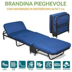 EVERGREENWEB - OFFERTA! Brandina Pieghevole Con Materasso In WATERFOAM 65x190 Alto 7 Cm, Alza Cuscino Regolabile, Kit Letto Singolo SALVASPAZIO, Rete A Doghe In Legno Ortopedico Per Ospiti, Casa O Da Campeggio