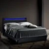 Letto Matrimoniale 2 Piazze Moderno Con Rete Testiera Led Cassetti 160x190 Geneva King Colore: Nero -LettoMania Italia 18380980 1