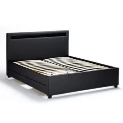 Letto Matrimoniale 2 Piazze Moderno Con Rete Testiera Led Cassetti 160x190 Geneva King Colore: Nero 10 Letto Matrimoniale 2 Piazze Moderno Con Rete Testiera Led Cassetti 160x190 Geneva King Colore: Nero -LettoMania Italia 18380980 4