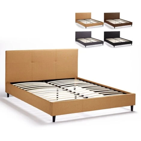 Letto Matrimoniale 2 Piazze In Tessuto Con Testiera 160x190 Lausanne King Colore: Beige 4 Letto Matrimoniale 2 Piazze In Tessuto Con Testiera 160x190 Lausanne King Colore: Beige - immagine 2