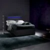 Letto Francese 1 Piazza E Mezza Con Rete Testiera Moderno Led Cassetti 120x190 Geneva Colore: Nero