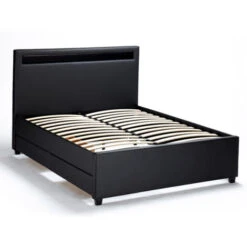 Letto Francese 1 Piazza E Mezza Con Rete Testiera Moderno Led Cassetti 120x190 Geneva Colore: Nero 9 Letto Francese 1 Piazza E Mezza Con Rete Testiera Moderno Led Cassetti 120x190 Geneva Colore: Nero -LettoMania Italia 18390747 3