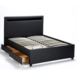 Letto Francese 1 Piazza E Mezza Con Rete Testiera Moderno Led Cassetti 120x190 Geneva Colore: Nero 10 Letto Francese 1 Piazza E Mezza Con Rete Testiera Moderno Led Cassetti 120x190 Geneva Colore: Nero -LettoMania Italia 18390747 4