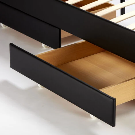 Letto Francese 1 Piazza E Mezza Con Rete Testiera Moderno Led Cassetti 120x190 Geneva Colore: Nero 7 Letto Francese 1 Piazza E Mezza Con Rete Testiera Moderno Led Cassetti 120x190 Geneva Colore: Nero - immagine 5