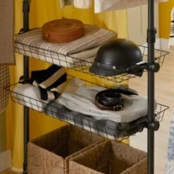 SoBuy Cabina Armadio Guardaroba Componibile, Altezza E Lunghezza Regolabile Altezza :200-270 Cm Nero KLS04-SCH -LettoMania Italia 18396922 3