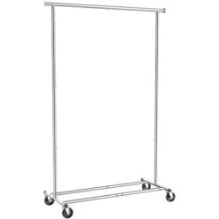 Yaheetech Stand Appendiabiti Con Ruote Da Terra Porta Abiti In Metallo Cromato Con Aste Allungabili 108-168 X 45,2 X 163,5 Cm