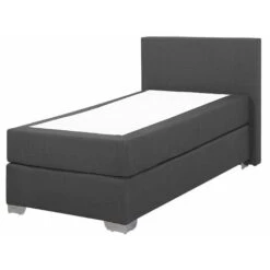 Letto Boxspring In Tessuto Grigio Con Materasso A Molle 90 X 200 Cm President