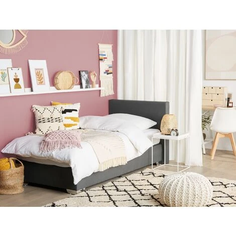 Letto Boxspring In Tessuto Grigio Con Materasso A Molle 90 X 200 Cm President 4 Letto Boxspring In Tessuto Grigio Con Materasso A Molle 90 X 200 Cm President - immagine 2