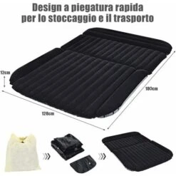 COSTWAY Materasso Gonfiabile Da Auto, 180x128x12cm, Letto Gonfiabile Per Campeggio Materasso Di Viaggio, Pompa Elettrica Inclusa, Nero -LettoMania Italia 19907662 3