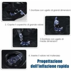 COSTWAY Materasso Gonfiabile Da Auto, 180x128x12cm, Letto Gonfiabile Per Campeggio Materasso Di Viaggio, Pompa Elettrica Inclusa, Nero -LettoMania Italia 19907662 4