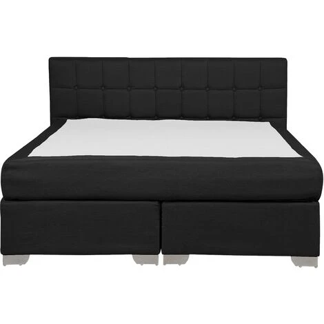 Letto Boxspring Imbottito Tessuto Nero Testiera E Materasso 140 X 200 Cm Admiral 6 Letto Boxspring Imbottito Tessuto Nero Testiera E Materasso 140 X 200 Cm Admiral - immagine 4