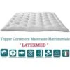 EVERGREENWEB - Correttore Materasso In Lattice Misura Matrimoniale 140x190 Alto 7 Cm Topper Letto Coprimaterasso Imbottitura Fiocco 100% Effetto Piuma Antiacaro Morbido Futon Ortopedico Fodera Bianca