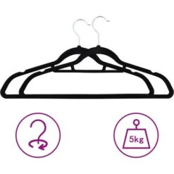 Set Appendiabiti 20 Pz Antiscivolo Nero In Velluto VidaXL -LettoMania Italia 22451659 4