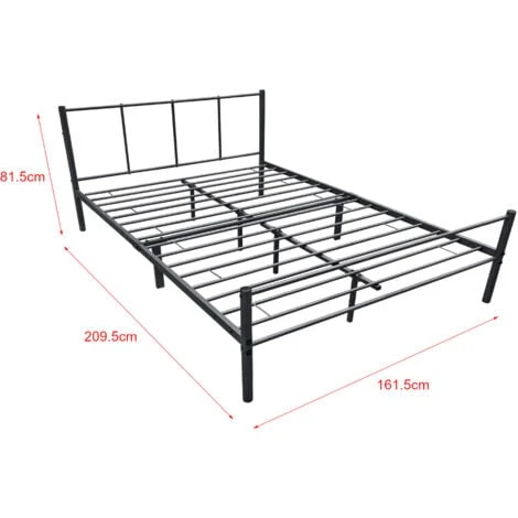 Struttura Letto In Metallo Con Testiera E Pediera 160 X 200 Cm Letto Matrimoniale Minimal Design - Nero 6 Struttura Letto In Metallo Con Testiera E Pediera 160 X 200 Cm Letto Matrimoniale Minimal Design - Nero - immagine 4