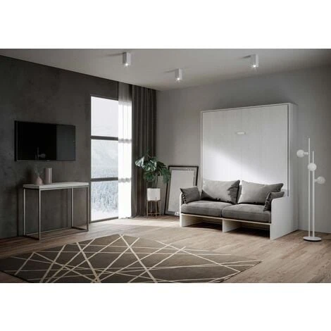 Letto Matrimoniale A Scomparsa 160 Cm Bianco KENTARO SOFA' 3 Letto Matrimoniale A Scomparsa 160 Cm Bianco KENTARO SOFA'