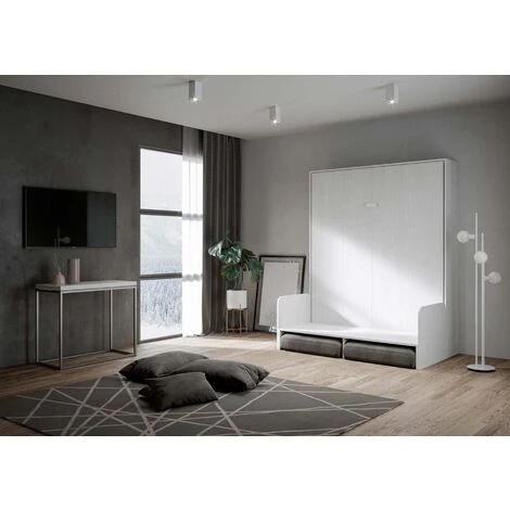 Letto Matrimoniale A Scomparsa 160 Cm Bianco KENTARO SOFA' 4 Letto Matrimoniale A Scomparsa 160 Cm Bianco KENTARO SOFA' - immagine 2