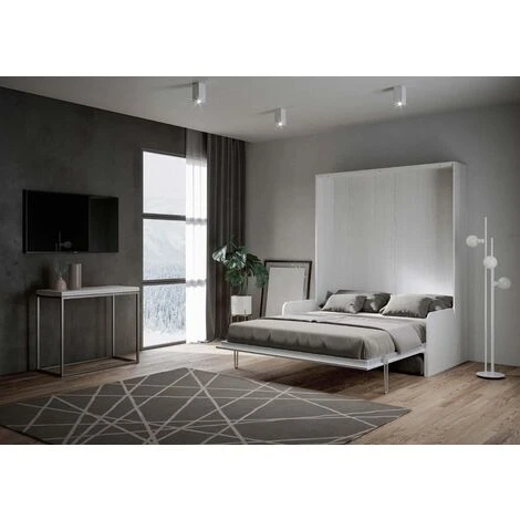 Letto Matrimoniale A Scomparsa 160 Cm Bianco KENTARO SOFA' 5 Letto Matrimoniale A Scomparsa 160 Cm Bianco KENTARO SOFA' - immagine 3