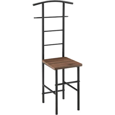 Servomuto Con Seduta In Color Noce Omino Appendiabiti In Metallo Indossatore Da Camera Porta Abiti Posa Oggetti 4 Servomuto Con Seduta In Color Noce Omino Appendiabiti In Metallo Indossatore Da Camera Porta Abiti Posa Oggetti - immagine 2