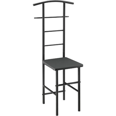 Servomuto Con Seduta Omino Appendiabiti In Metallo Indossatore Da Camera Porta Abiti Posa Oggetti - Grigio Scuro 4 Servomuto Con Seduta Omino Appendiabiti In Metallo Indossatore Da Camera Porta Abiti Posa Oggetti - Grigio Scuro - immagine 2