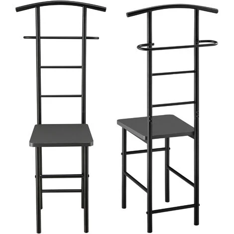 Servomuto Con Seduta Omino Appendiabiti In Metallo Indossatore Da Camera Porta Abiti Posa Oggetti - Grigio Scuro 6 Servomuto Con Seduta Omino Appendiabiti In Metallo Indossatore Da Camera Porta Abiti Posa Oggetti - Grigio Scuro - immagine 4