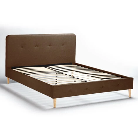 Letto Matrimoniale Nordico Tessuto E Legno 160x190 Friborg King Colore: Marrone 5 Letto Matrimoniale Nordico Tessuto E Legno 160x190 Friborg King Colore: Marrone - immagine 3