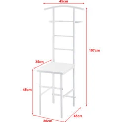 Servomuto Con Seduta Omino Appendiabiti In Metallo Indossatore Da Camera Porta Abiti Posa Oggetti - Bianco -LettoMania Italia 28377746 3