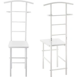 Servomuto Con Seduta Omino Appendiabiti In Metallo Indossatore Da Camera Porta Abiti Posa Oggetti - Bianco -LettoMania Italia 28377746 4